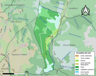 Barevná mapa znázorňující využití půdy.