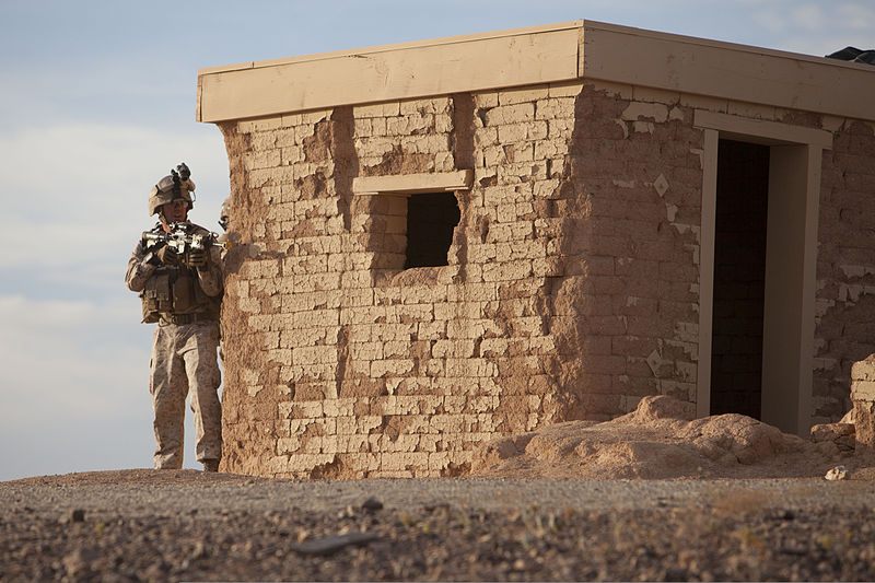 File:A U.S. Marine with the 3rd Battalion, 6th Marine Regiment, 2nd Marine Division provides security during a mock helicopter raid at Yuma Proving Ground, Ariz., April 9, 2014, as part of Weapons and Tactics 140409-M-HR724-030.jpg