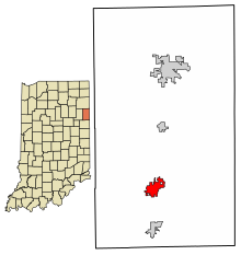 Adams County Indiana Eingemeindete und nicht eingetragene Gebiete Bern Hervorgehoben 1804888.svg