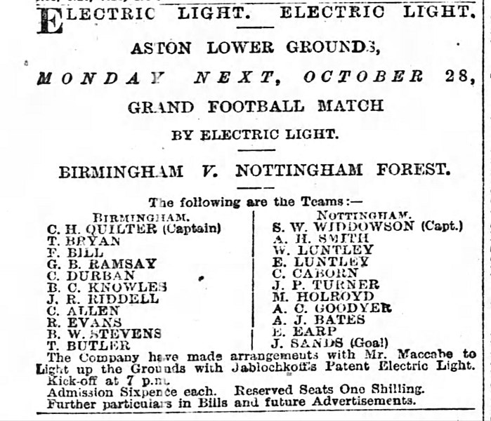 File:Advert for floodlit football match, Birmingham Daily Post, 25 October 1878.jpg