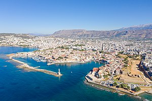 Aerial view of the Old Venetian Harbour in Chania, Greece.jpg