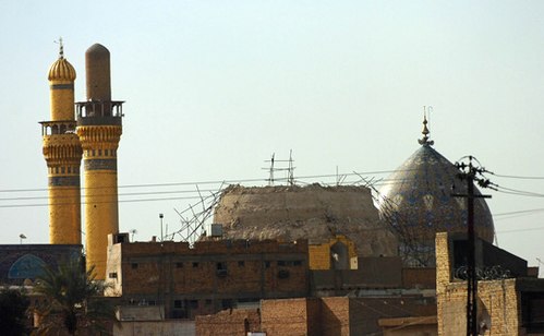 The Al-Askari Mosque, one of the holiest sites in Shia Islam, after the first attack by Sunni affiliated Al-Qaeda in Iraq in 2006