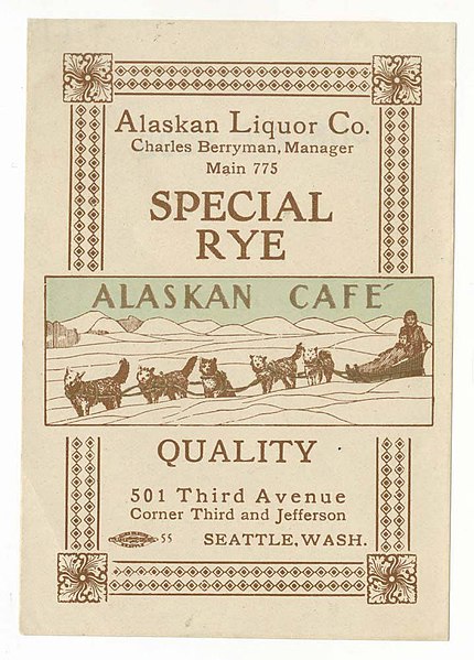 File:Alaskan Cafe Special Rye label, ca 1910 (MOHAI 8038).jpg