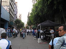 Allende Street near Tacuba Street. This section of Allende is open only to pedestrians. AllendeStreetCentroDF.JPG