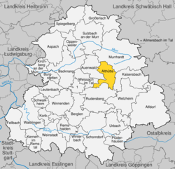 Elhelyezkedése Baden-Württemberg térképén