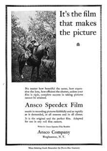 Advertisement for Ansco Speedex Film, 1920. AnscoSpeedexFilm.png