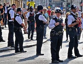 Met Police at a protest, 2018 Anti Trump Protest March London July 13 2018 (153) Police (42495442655).jpg