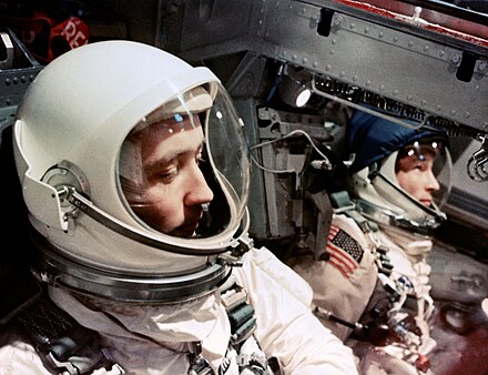 Astronauts White and McDivitt inside the Gemini 4 spacecraft, 1965