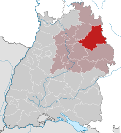 Elhelyezkedése Baden-Württemberg térképén