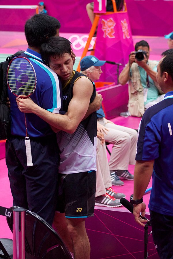 Kashyap and his coach Pullela Gopichand at the 2012 Summer Olympics