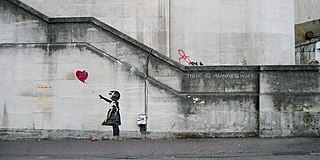 <i>Girl with Balloon</i> Series of murals in London by artist Banksy