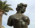 Detail der Bronzeskulptur Action Enchained, without arms von Aristide Maillol in Banyuls-sur-Mer