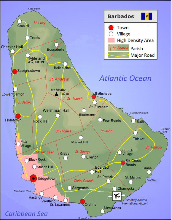 Map of Barbados.