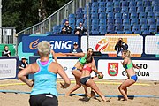 Deutsch: Beachhandball Europameisterschaften 2019 (Beach handball Euro); Tag 2: 3. Juli 2019 – Frauen, Vorrunde Gruppe D, Ukraine-Deutschland 2:0 (23:22, 32:24) English: Beach handball Euro; Day 2: 3 July 2019 – Women Preliminary Round Group D – Ukraine-Germany 2:0 (23:22, 32:24)