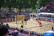 Deutsch: Beachhandball bei den Olympischen Jugendspielen 2018; Tag 4, 10. Oktober 2018; Jungs, Vorrunde, Gruppe B - Italien-Argentinien 1:2 English: Beach handball at the 2018 Summer Youth Olympics at 10 October 2018 – Boys Preliminary Round Group B‎ – Italy-Argentina 1:2