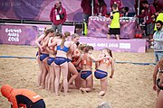 Deutsch: Beachhandball bei den Olympischen Jugendspielen 2018; Tag 5, 10. November 2018; Mädchen, Hauptrunde - Kroatien-Niederlande 1:2 English: Beach handball at the 2018 Summer Youth Olympics at 11 October 2018 – Girls Main Round – Croatia-Netherlands 1:2