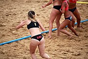 Deutsch: Beachhandball bei den Olympischen Jugendspielen 2018; Tag 6, 12. Oktober 2018; Mädchen, Hauptrundenspiel – Chinesisch Taipei (Taiwan)-Paraguay 0:2 English: Beach handball at the 2018 Summer Youth Olympics at 12 October 2018 – Girls Main Round – Chinese Taipei (Taiwan)-Paraguay 0:2