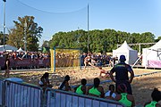 Deutsch: Beachhandball bei den Olympischen Jugendspielen 2018; Tag 3, 9. Oktober 2018; Mädchen, Vorrunde, Gruppe B - Venezuela-Niederlande 1:2 English: Beach handball at the 2018 Summer Youth Olympics at 9 October 2018 – Girls Preliminary Round Group B‎ – Venezuela-Netherlands 1:2