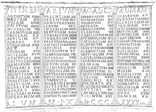 <span class="mw-page-title-main">Itinerarium</span> Ancient Roman travel guide in the form of a list