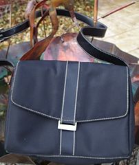 A classic-looking bag made from black microfiber cloth