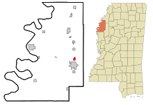 Bolivar County Mississippi Sisällytetyt ja rekisteröimättömät alueet Renova Highlighted.svg