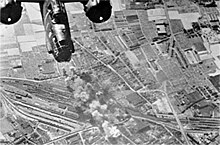 Boston-Bomber der 2nd Tactical Air Force uber den Eisenbahnanlagen von Tourcoing, Mai 1944 Boston-attacks-railway-dday.jpg