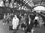 Inside the sheds in 1954, before the glass shattered in the war had been replaced.