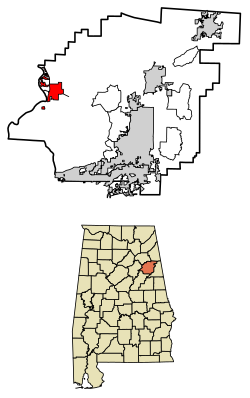Location of Ohatchee in Calhoun County, Alabama.