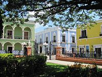 Kleurige huizen in Campeche