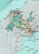 Carte du canal de Panama : Portobelo est situé en haut à droite