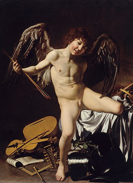 Archivo:Caravaggio - Cupid as Victor - Google Art Project.jpg - Wikipedia,  la enciclopedia libre