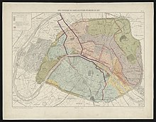 1878 (Becquet, Carte statistique des égouts de Paris : égouts collecteurs par bassins en 1878)