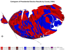 Cartogram of presidential election results by county.