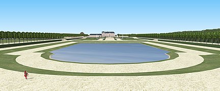 Vue depuis la terrasse, jardins du château de Pomponne, vers 1720