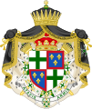 Op de wapenmantel van Francisco de Borbón y Escasany Vijfde Hertog van Sevilla is het groene achtpuntige Kruis van de Orde van Sint-Lazarus aangebracht. Om het schild hangt een keten van deze orde.