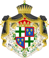 Op de wapenmantel van Francisco de Borbón y Escasany Vijfde Hertog van Sevilla is het groene achtpuntige Kruis van de Orde van Sint-Lazarus aangebracht. Om het schild hangt een keten van deze orde.
