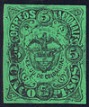 5 pesos black on green, used 'BOGOTA' (No. 64)