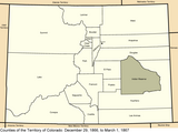 Borders of the counties of Colorado Territory as they were from December 29, 1866, to March 1, 1867.