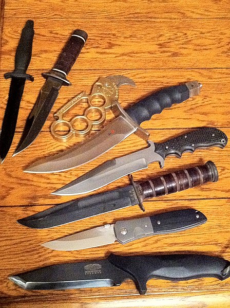 An assortment of fighting knives