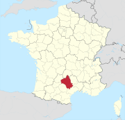 Lage des Departements Aveyron in Frankreich