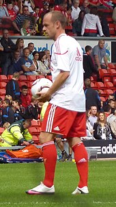 Murphy in Liverpool kit during Jamie Carragher's testimonial match in 2010 Danny Murphy 2010.jpg