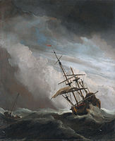 Um Navio em alto mar apanhado pela Borrasca (c. 1680).