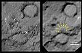 Este par de imágenes muestra la comparación antes y después de la parte del cometa Tempel 1 que fue golpeada por el impactador de la nave espacial Deep Impact de la NASA.