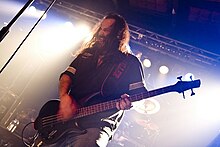 Bassist and vocalist Glen Benton is one of the two constant members of Deicide. Deicide band 017.jpg