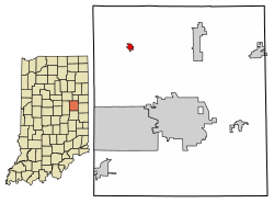 Lokasi Gaston di Delaware County, Indiana.