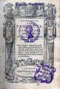 A pandekták 1581-es kiadása