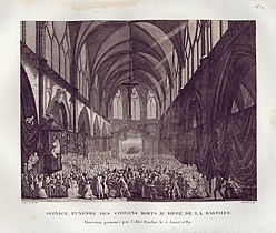 バスティーユ襲撃の際に死亡した人々の葬儀（8月5日）（ベルトローによる銅版画）