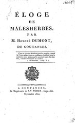 Honoré Dumont, Éloge de Malesherbes, 1821    