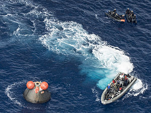 Récupération du vaisseau Orion après le vol EFT 1