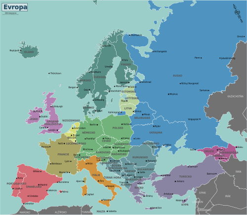 Mapa regionů Evropy